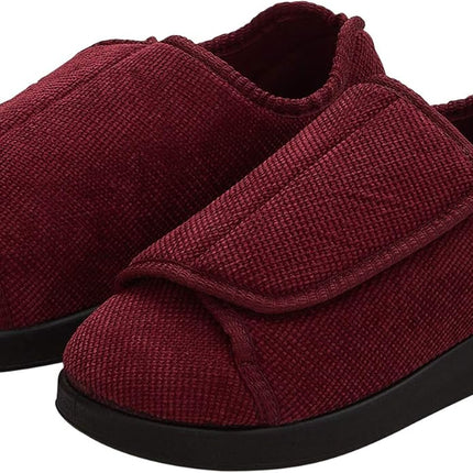 Silverts Women's Double-Extra Wide Easy Closure Slipper for Seniors — Wine, Size 11