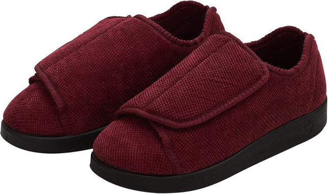 Silverts Women's Double-Extra Wide Easy Closure Slipper for Seniors — Wine, Size 11