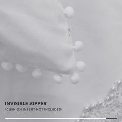 Velvet Throw Pillow Covers with Pom-Poms, 26x26 Inch