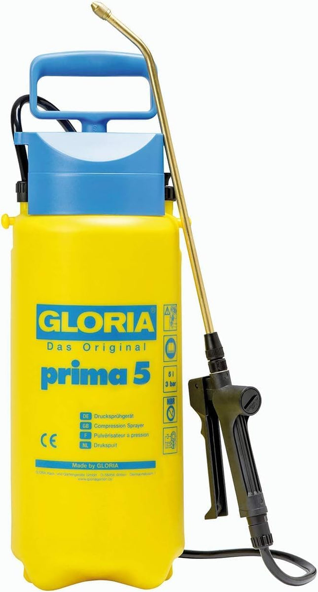 Gloria Prima 5 Pressure Sprayer — 5L, Brass Nozzle