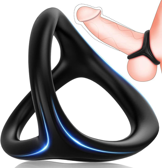 Huuime Triangular Cock Ring Set — 3 Silicone Rings, Time Delay, Couples