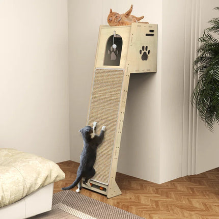 Luxury Wall-Mounted Cat Climbing Tower with Scratching Mat & Perch – Max & Rex Approved