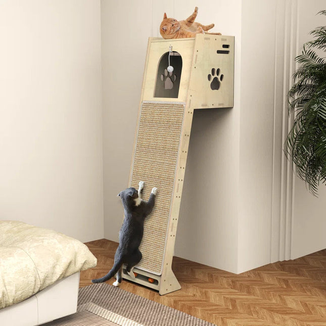 Luxury Wall-Mounted Cat Climbing Tower with Scratching Mat & Perch – Max & Rex Approved