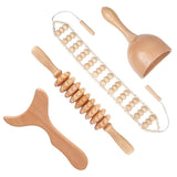 Beech Wood Therapy Massage Set | Gua Sha Scraping Cup & Meridian Roller