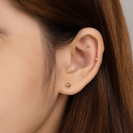 nanogold 14K Solid Gold Ball Piercing – Hypoallergenic & Baby Safe