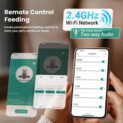 Smart 3-Bowl WiFi Multi-Pet Feeding System | 6L Capacity · Individual Portion Control · 2-Way Audio