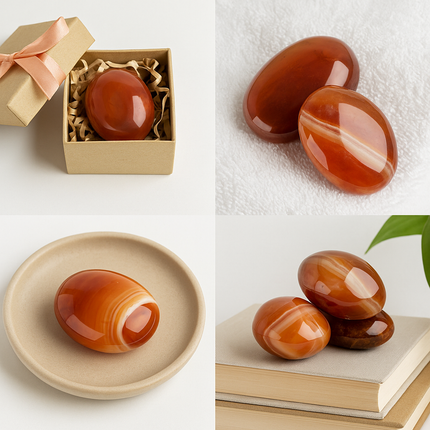 5 LB Carnelian Agate Palm Stone / Worry Stone Lot – Polished Assortment (No Selection)
