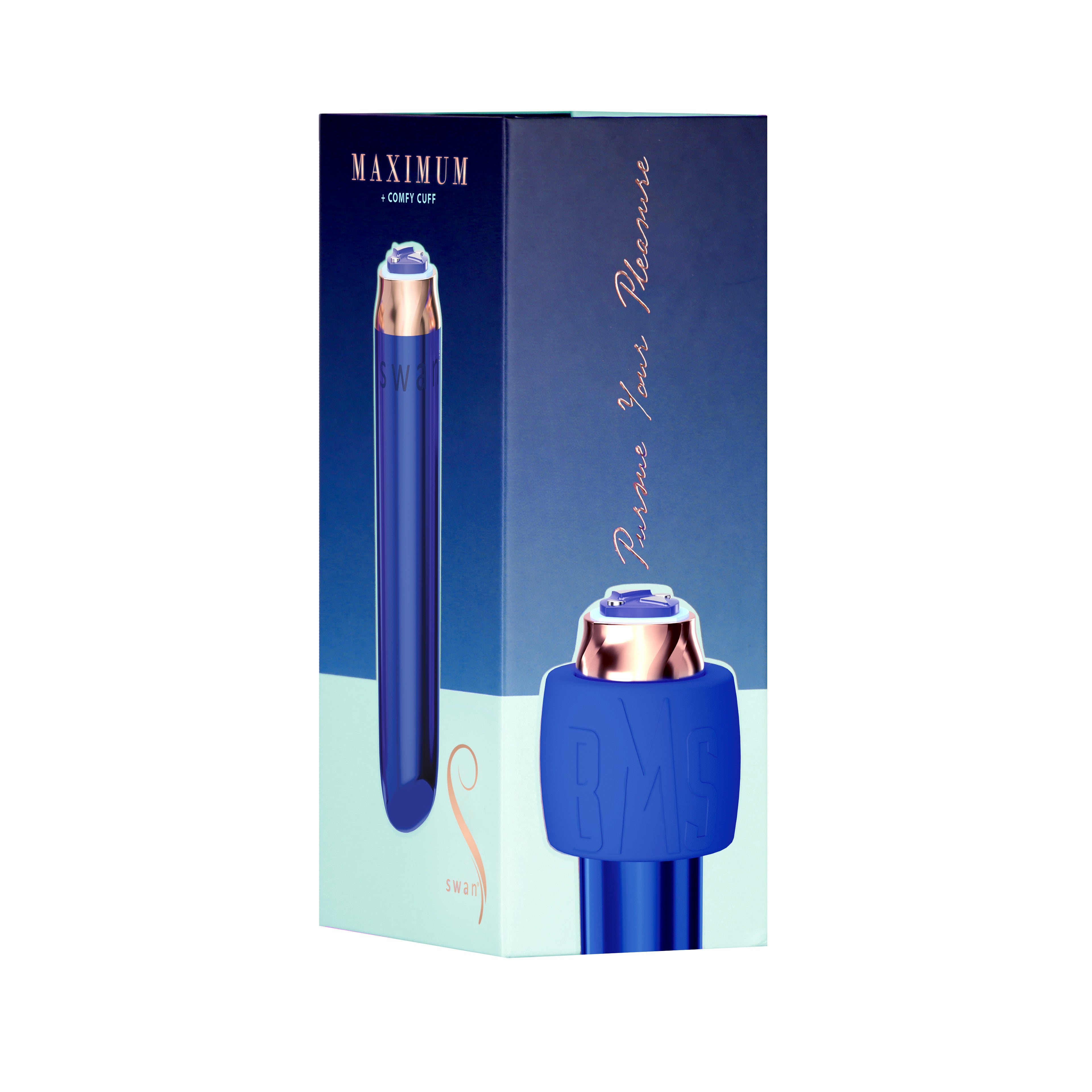 Matte metallic blue bullet vibrator with silicone comfy cuff