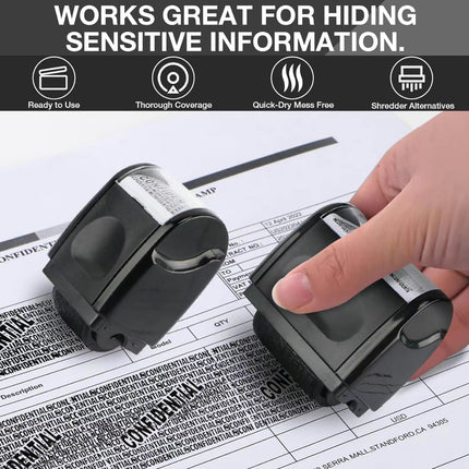 InfoGuard Privacy Roller Stamp | 2-Pack Identity Protection Stamp with 100m Roll