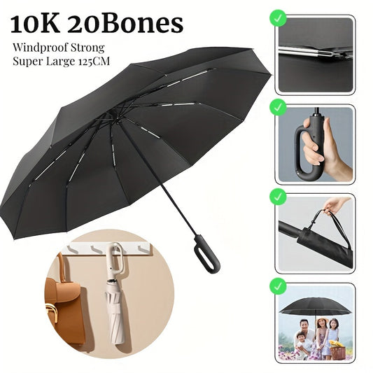 Windproof 20-Rib Folding Umbrella | Automatic, Reinforced, Stylish Grip