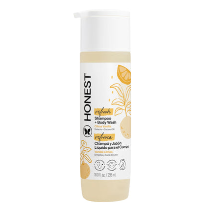The Honest Company Shampoo & Body Wash, Tear-Free, Fragrance-Free, 18 fl oz