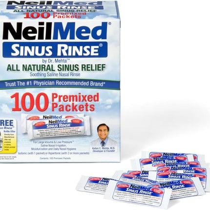 NeilMed Sinus Rinse All Natural Relief Premixed Refill Packets 100 Count (Pack of 1)