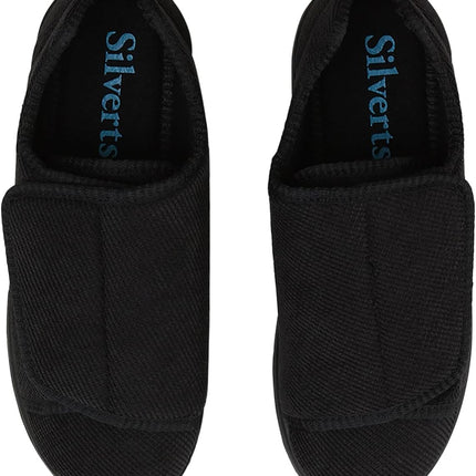 Silverts Women's Extra Wide Adjustable Slippers, Non-Slip Diabetic Shoes