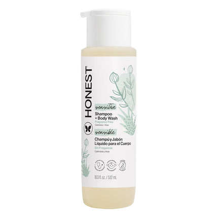 The Honest Company Shampoo & Body Wash, Tear-Free, Fragrance-Free, 18 fl oz