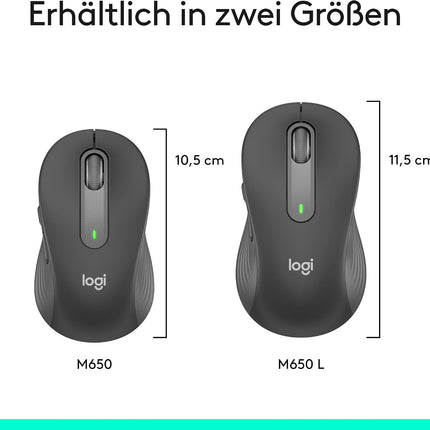 Logitech Signature M650 L Wireless Mouse — Silent, Graphite