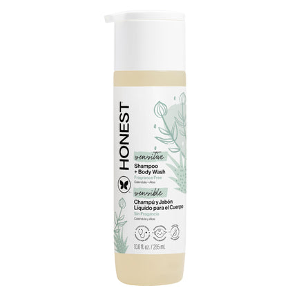 The Honest Company Shampoo & Body Wash, Tear-Free, Fragrance-Free, 18 fl oz