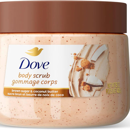 Dove Brown Sugar and Coconut Butter Body Scrub Exfoliates and Deeply 15 oz