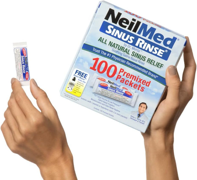 NeilMed Sinus Rinse All Natural Relief Premixed Refill Packets 100 Count (Pack of 1)