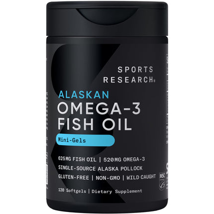 Sports Research® Omega-3 Fish Oil 1250mg from Wild Alaska Pollock, 90 Count