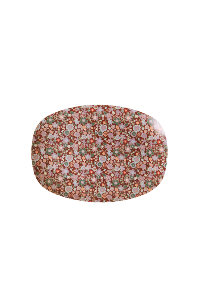 Melamine Small Rectangular Plate | Fall Floral Print