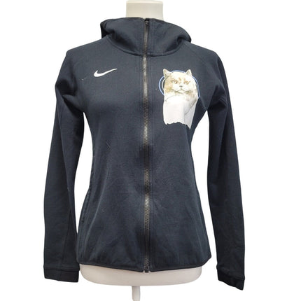Hand Printed Upcycled Nike Kitten Cat Full Zip Jacket — Pre-Owned, Women's Small