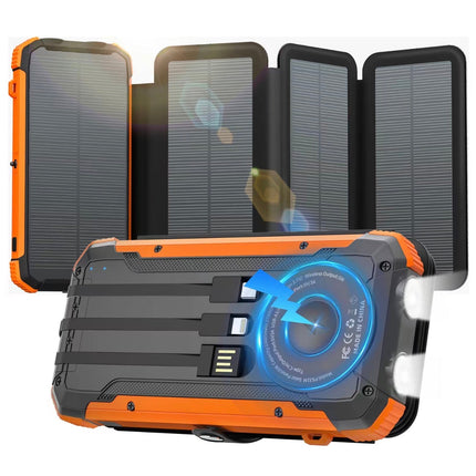 SolarMax Foldable Solar Power Bank | 20000mAh Fast Charge, Wireless & Built-In Cables