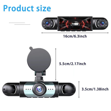 FullScope 4-Way Dash Cam | 1080P Full HD 360° Coverage with Night Vision & 64GB SD Card