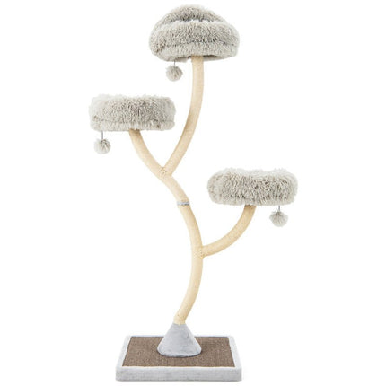 70" Tall Metal Cat Tree Tower with 3 Plush Perches & Sisal Scratching Posts - Marcapon
