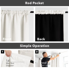 Thermal Insulated Blackout Drapes, 52x108 Inch, 2 Panels