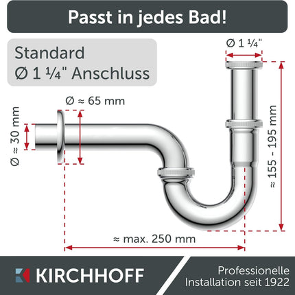 Kirchhoff 98801110 P-Trap for Sink & Washbasin — Chrome Steel, Pack of 6