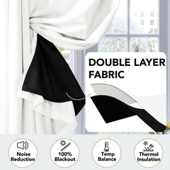 Double Layer Total Blackout Curtain, 1 Panel, White