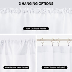 Linen Look Thermal Privacy Cafe Curtains, 2 Panels