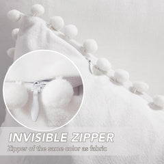 Velvet Throw Pillow Covers with Pom-Poms, 26x26 Inch