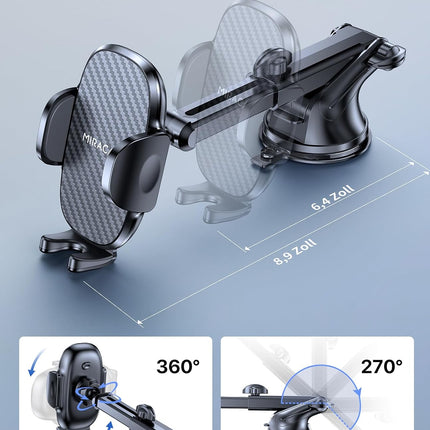 Miracase Car Phone Holder — 360° Rotatable, Suction Cup