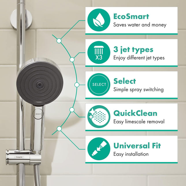 Hansgrohe Pulsify Select S Hand Shower 9L/min EcoSmart — Chrome