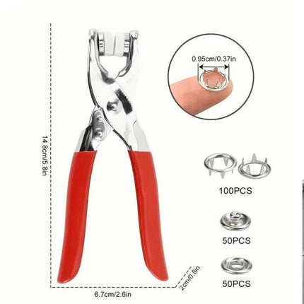 SewEase Snap Fastener Pliers Kit | Professional 100-Piece Button Installation Tool
