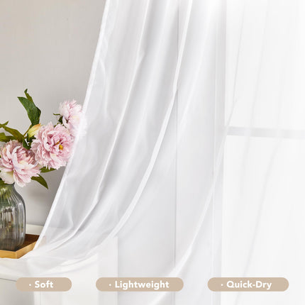 Semi-Transparent White Sheers, 52x63 Inch