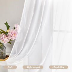 Semi-Transparent White Sheers, 52x63 Inch