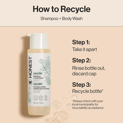 The Honest Company Shampoo & Body Wash, Tear-Free, Fragrance-Free, 18 fl oz