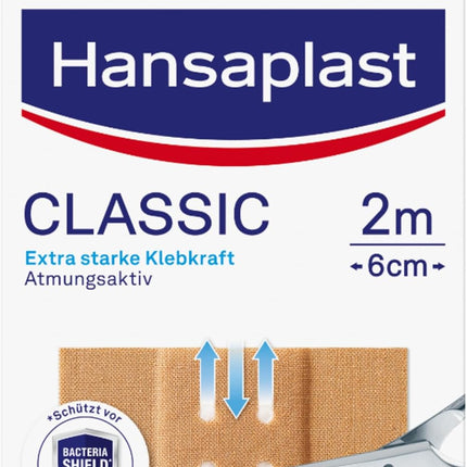 Hansaplast Classic Plaster 2m x 6cm — Cut-to-Size, Latex-Free