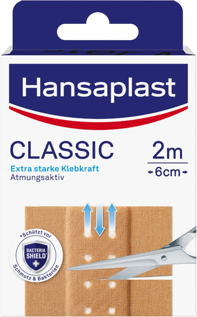 Hansaplast Classic Plaster 2m x 6cm — Cut-to-Size, Latex-Free
