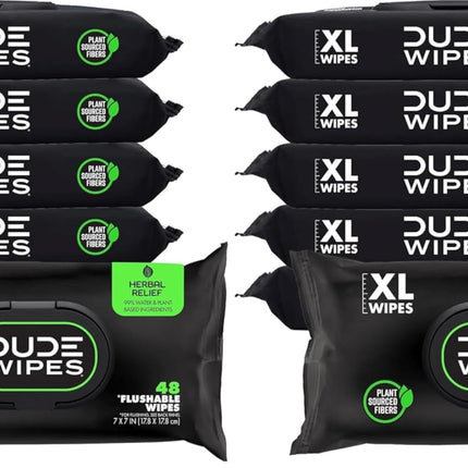 DUDE Wipes Unscented Adult Flushable Wet Wipes, Sensitive Skin, 288 Count