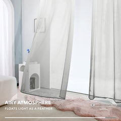 Ombre Sheer Voile Curtains, Rod Pocket, Light Grey