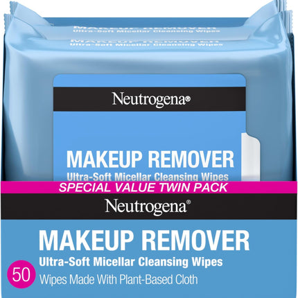 Neutrogena Makeup Remover Micellar Wipes, 2 Pack of 25 Ct