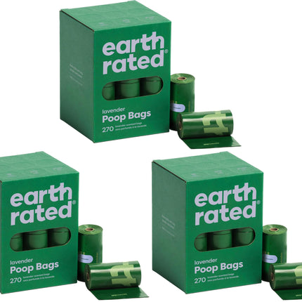 Earth Rated Dog Poop Bags on Refill Rolls, 270 Bags, Lavender