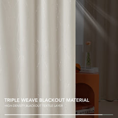 Room Darkening Curtains with Line Foil Print, 2 Panels