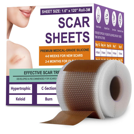 Silicone Scar Sheets, Medical Grade Silicone Scar Tape for Old & New Scars