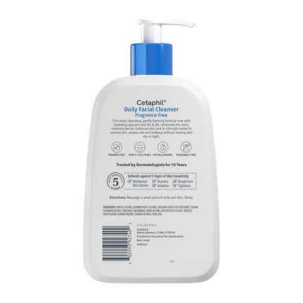 Cetaphil Daily Facial Cleanser, Oily & Combination Skin, 16oz