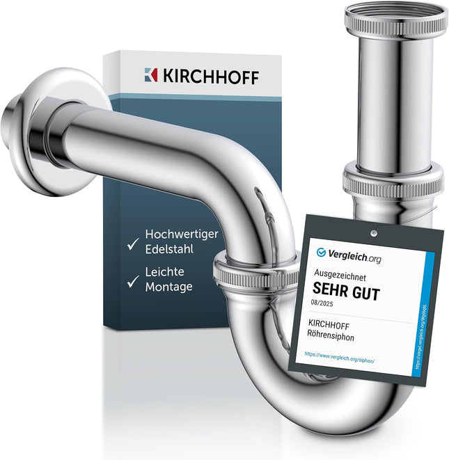 Kirchhoff 98801110 P-Trap for Sink & Washbasin — Chrome Steel, Pack of 6