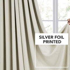 Room Darkening Curtains with Line Foil Print, Navy Blue, 2 Panels